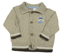 Béžový melírovaný prepínaci sveter s medvídkemBaby club