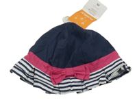 Nové - Tmavomodro-pruhovaný klobouk s mašlí Pusblu