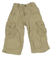 Béžové plátěné cargo capri kalhoty 
