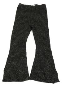 Čierno-zlaté úpletové flare nohavice s rozparky Zara