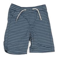 Modro-sivé plátenné pruhované kraťasy Primark