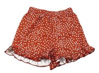 Hnedo-červené bodkovaná é kraťasy s volánikmi Shein