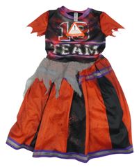 Nové - Kockovaným - Červeno-čierne halloweenské šaty