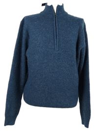 Nové - Pánsky tmavomodrý vzorovaný vlnený sveter Dunnes