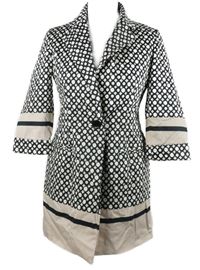 Dámský černo-béžový vzorovaný kabát 