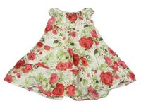 Bielo-zeleno-červené kvetované šaty GAP
