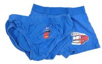2set - modré slipy + modré boxerky s hasiči