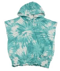 Tyrkysovo-biela batikovaná vesta s kapucňou H&M