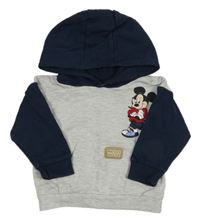 Šedo-tmavomodrá mikina s Mickeym a kapucí Disney