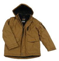 Hnedá šušťáková zimná bunda s kapucňou zn. Matalan