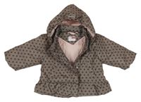 Hnědá puntíkatá šusťáková zateplená bunda s kapucí Name it