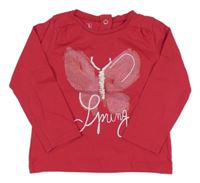 Fuchsiové tričko s motýlom