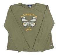 Khaki triko s motýlem Okaidi 