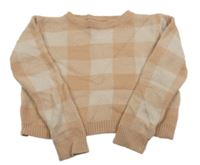 Ružový kockovaný crop sveter Primark