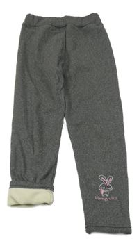 Tmavošedé melírované zateplené legíny se zajícem 