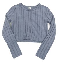 Světlemodrošedý rebrovaný prepínaci crop sveter Shein