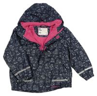 Tmavomodrá nepromokavá bunda s jednorožci a kapucí Kiki&Koko