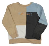 Béžovo-světlemodro-antracitová mikina s nápisem George