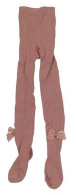 Staroružové rebrované pančuchy s mašľami Primark