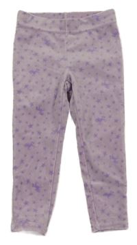 Lila plyšové legíny s jednorožcami a hviezdami Kiki&Koko