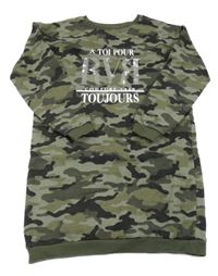 Khaki army teplákové šaty s nápisom River Island