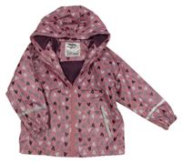 Ružová nepromokavá jarná bunda so srdiečkami a kapucňou Lupilu