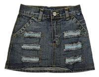 Tmavomodrá rifľová sukňa s vyšúchaním