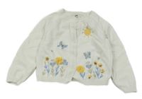 Smotanový prepínaci sveter s výšivkami květin a motýlů C&A