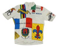 Bílo-barevné cyklistické tričko s potiskem