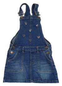 Modré na traké rifľové šaty so srdiečkami