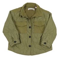 Khaki šusťáková prošívaná lehce zateplená bunda Zara