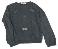 Tmavosivý sveter s mašľami H&M