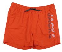Červené plážové kraťasy s logom JACK&JONES