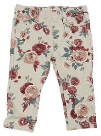 Smetanovo-bordó květované tregíny H&M