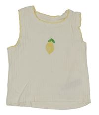 Biely rebrovaný top s citronem Primark