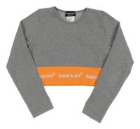 Šedé žebrované sportovní crop triko Bekkin