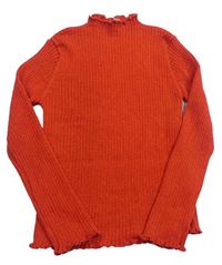 Červený trblietavý rebrovaný sveter Tu