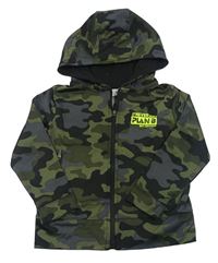 Kaki-čierna army prepínaci mikina s nápisom a kapucňou Infinity