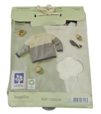 Nové - Smetanovo-tmavomodrý pruhovaný prepínaci sveter Lupilu