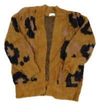 Béžovo-čero-hnedý vzorovaný chlpatý cardigan Next