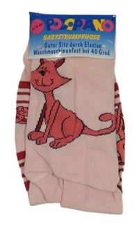 Nové - Růžové pruhované punčocháče s kočičkou Pocopiano 