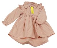 Nové - Broskvové šaty s golierikom Shein