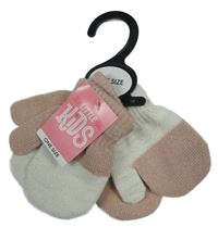 Nové - 2x - Bílo-starorůžové třpytivé pletené palcové rukavice Matalan