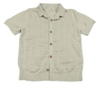 Béžové vzorované pletené polo tričko s golierikom F&F