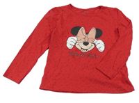 Červené tričko s Minnií a bodkami C&A