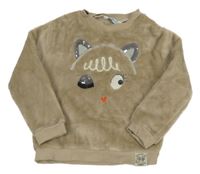 Béžová chlpatá mikina s mačkou a flitrami Mayoral