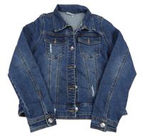 Tmavomodrá rifľová crop bunda s vyšúchaním Matalan