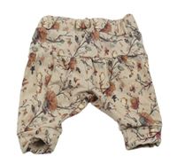 Světlerůžové květované tepláky s medvídky 