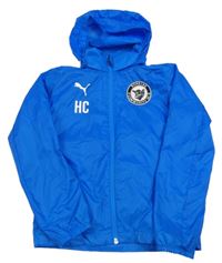 Zafírová šušťáková futbalová bunda s odopínacíá kapucňou Puma