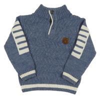 Modro-biely sveter s rolákom Aslan